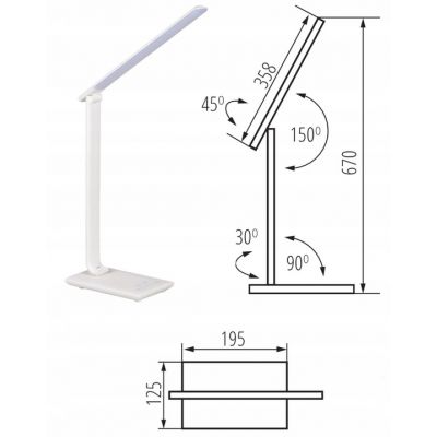 Lampka szkolna LED na biurko stołowa regulowana 7,3W USB biała KANLUX (35781)