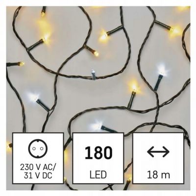 Lampki choinkowe Classic 120 LED 12m ciepła biel + zimna biel miga, IP44, timer EMOS (D4AN02)