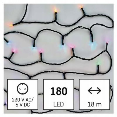 Lampki choinkowe GoSmart 180LED 18m RGB czarny przewód 64 programów IP44 Wi-Fi EMOS (D4ZR03)