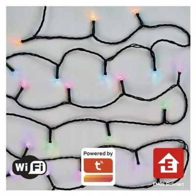 Lampki choinkowe GoSmart 180LED 18m RGB czarny przewód 64 programów IP44 Wi-Fi EMOS (D4ZR03)