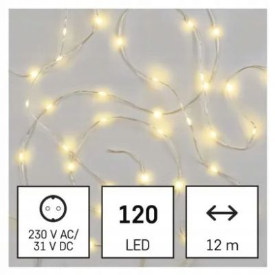 Lampki świąteczne 120LED choinkowe łezki 12m ciepła biel IP44 timer EMOS (D3AW15)