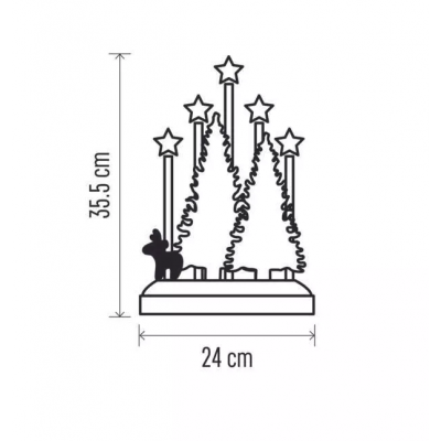 Dekoracja świecznik biały 5 LED 35,5 cm, 2x AA ciepła biel, IP20, timer EMOS (DCAW13)