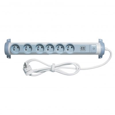 Przedłużacz 6x2P+Z+2Xusb - Korpus Obrotowy Z Włącznikiem - Biało-Szary - 1,5 M 50392 050392 LEGRAND (050392)