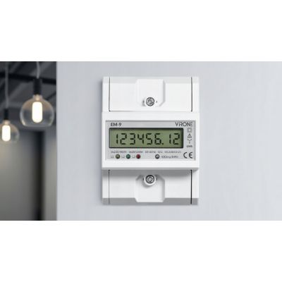 Licznik wskaźnik żużycia energii elektrycznej 3-fazowy 100A 4 moduły th35 VIRONE (EM-9)