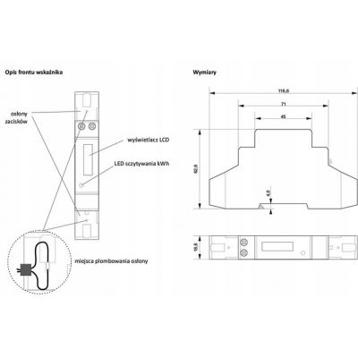 Jednofazowy licznik zużycia energii 45A MID WZE-1 F&F (WZE-1)