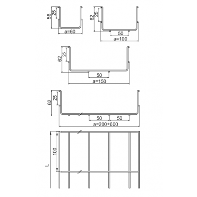 Korytko kablowe siatkowe 400x60mm 3mb KDS/KDSO400H60/3F 970540 BAKS (970540)