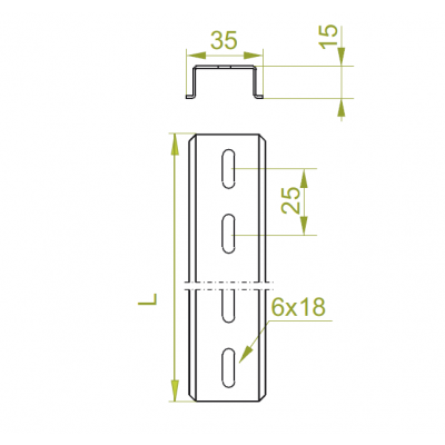 Szyna EURO 35x15mm Grubość 1,00 mm 2mb SZP35H15/2 613220 BAKS (613220)