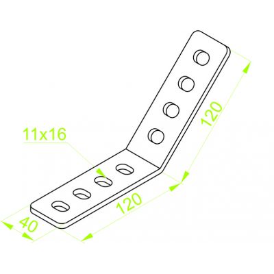 Łącznik 45° ceownika Grubość 5,00 mm LCTV2 664003 BAKS (664003)