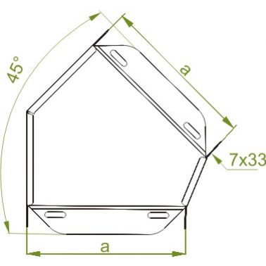 Kolanko 45° 100x60mm Grubość 1,50 mm KKMBP100H60 160104 BAKS (160104)