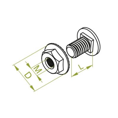 Śruba złbem grzybkowym + nakrętka ząbkowana 6x12mm /100szt./ SGKM6x12 651141 BAKS (651141)