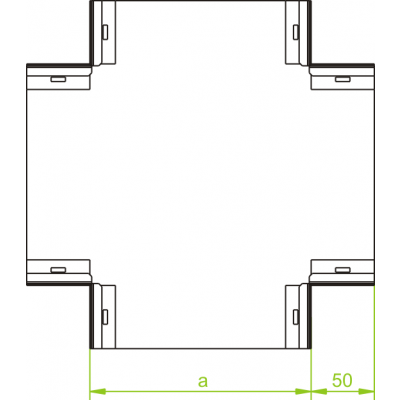 Czwórnik kanału 190x38mm Grubość 1,00 mm CZKN190H38 531419 BAKS (531419)