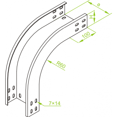 Łuk zewnętrzny 90° 100x50mm Grubość 1,50 mm LZZP100H50 351410 BAKS (351410)