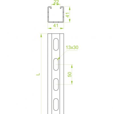 Ceownik montażowy 41x41mm Grubość 1,50 mm 3mb CMP41H41/3F 621132 BAKS (621132)