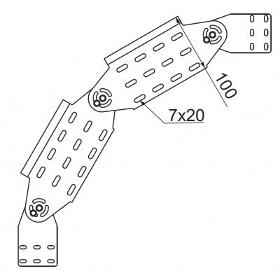 Łuk przegubowy 300x100mm Grubość 1,00 mm LLJ300H100 113330 BAKS (113330)