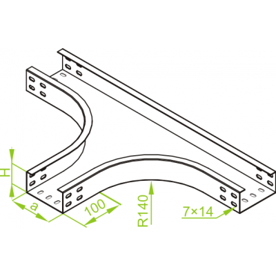 Trójnik korytka 100x50mm Grubość 1,50 mm TKZP100H50 351010 BAKS (351010)
