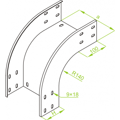 Łuk zewnętrzny 90° 200x100mm Grubość 1,50 mm LZZP200H100 311420 BAKS (311420)