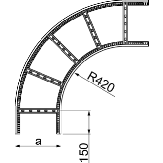 Łuk drabinki 90° 600x45mm Grubość 2,00 mm LDC600H45 N 446960 BAKS (446960)