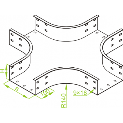 Czwórnik korytka 100x100mm Grubość 2,00 mm CZKZC100H100 311310 BAKS (311310)
