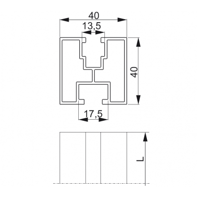 Profil aluminiowy PAL40H40/6,3 (894663)