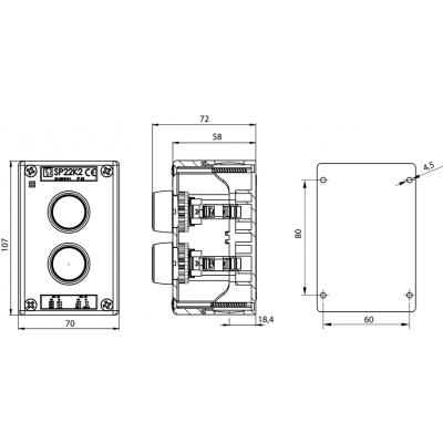 Kaseta sterownicza K2 z przyciskami START-STOP IP65 SP22K2\01-1 SPAMEL (SP22K2 1-1)