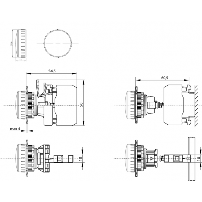 Lampka sygnalizacyjna 22mm czerwona 230V AC LED ST22-LC-230-LEDAC SPAMEL (ST22-LC-230-LEDAC)