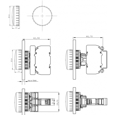 LAMPKA SYGN. BIAŁA 230V ŻARÓWKA STANDARD (SP22-LB-230-BA9S.)
