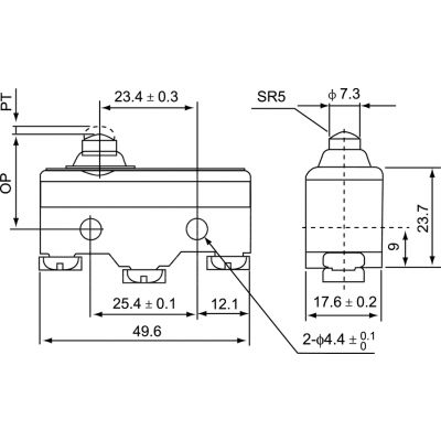 ŁĄCZNIK MINIATUROWY POPYCHACZ PROSTY KRÓTKI (MS1306)
