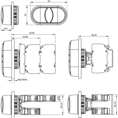 Przycisk sterowniczy podwójny 22mm czerwony/zielony 1Z 1R z samopowrotem ST22-2KL-11Z/C SPAMEL (SP22-2KL-11Z/C)