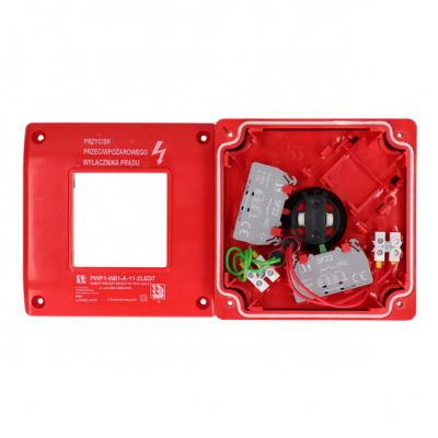 Ręczny przycisk ppoż wyłącznika prądu PWP 2Z 2LED zielony/czerwony 230V CNBOP SPAMEL (PWP1-W01-A-20-2LED7.)