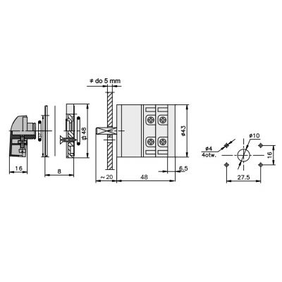 Łącznik krzywkowy 0-1-2-3 3P 12A IP65 z płytką Łuk E12-62 921262 ELEKTROMET (921262)