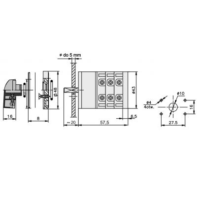 Łącznik krzywkowy 2-0-1 3P 12A IP65 Łuk E12-72 z płytką 921272 ELEKTROMET (921272)