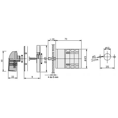 Łącznik krzywkowy L-0-P 16A 3P zatablicowy z płytką przednią ŁUK E16-42 951641 ELEKTROMET (951641)