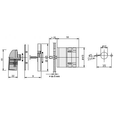 Łącznik krzywkowy 0-1 3P 25A IP65 Łuk E25-12 z płytką 952501 ELEKTROMET (952501)