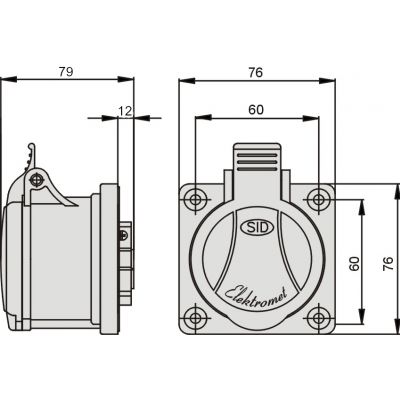 Gniazdo tablicowe 32A/400V 3P+N+Z proste GTP 32/5 921835 ELEKTROMET (921835)