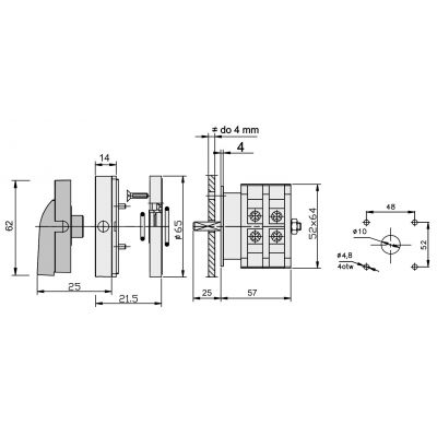 Łącznik krzywkowy 0-I 3P 16A z płytką na kłódkę IP65 Łuk 16-15 921658 ELEKTROMET (921658)