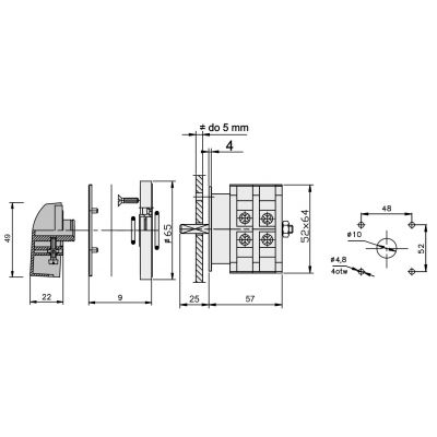 Łącznik krzywkowy 0-1 3P 40A IP65 Łuk 40-12 z płytką 924003 ELEKTROMET (924003)