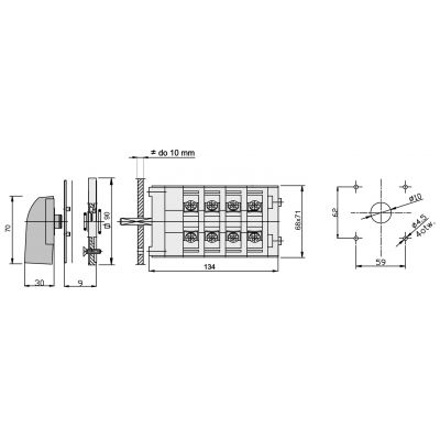 Łącznik krzywkowy gwiazda-trójkąt 3P 63A IP65 ŁK 63-22 z płytką 926322 ELEKTROMET (926322)