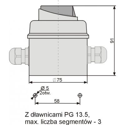 Łącznik krzywkowy L-0-P 3P 12A IP65 Łuk E12-43 w obudowie 921243 ELEKTROMET (921243)