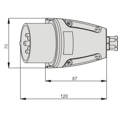 Wtyczka 16A 4P 400V IP44 WSM stała MINI 922061 ELEKTROMET (922061)