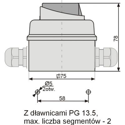 Łącznik krzywkowy 0-1 1P 12A włącz-wyłącz w obudowie na kłódkę IP65 ŁUK E12-53/5 921251 ELEKTROMET (921251)