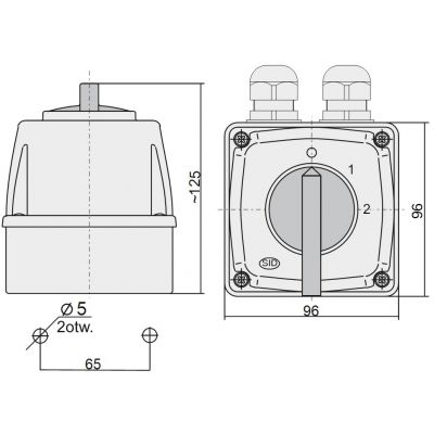 Łącznik krzywkowy 0-1-2 3P 25A w obudowie IP44 Łuk E25-33 952532 ELEKTROMET (952532)