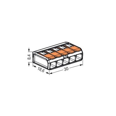 Szybkozłączka 5x0,2-4mm2 transparentna / pomarańczowa 221-415 /25szt./ WAGO (221-415)