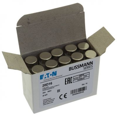 FUSE-D1 20A T GL/GG 500VAC E16 Wkładka DI 20A T GL/GG 500VAC E16 20D16 EATON (20D16)