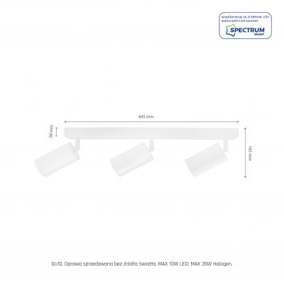Oprawa Madara Mini Baza 3xGU10 kinkiet prostokąt biała Spectrum (SLIP003024)