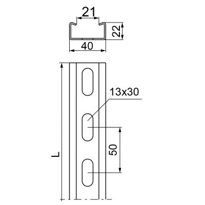 Ceownik wzmocniony 40x22mm Grubość 1,20 mm 2mb CWD40H22/2E 610121 BAKS (610121)