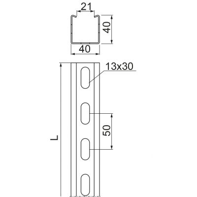 Ceownik wzmocniony 40x40mm Grubość 1,20 mm 2mb CWD40H40/2E 611021 BAKS (611021)