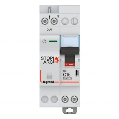 Detektor Zwarć Łukowych DX3 Stop Arc Zintegrowany Z Wyłącznikiem Nadprądowym 1P+N 6kA C16 415931 LEGRAND (415931)