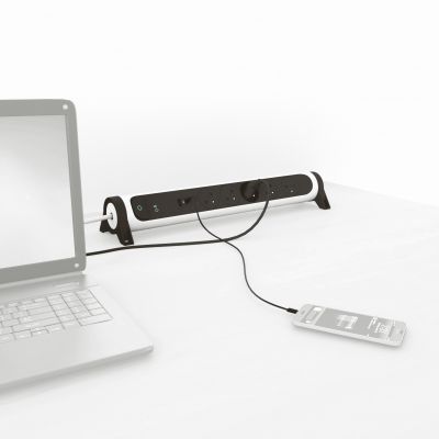 Przedłużacz Premium obrotowy 5-gniazdowy z/u USB A+C z ogranicznikiem przepięć z przewodem 1,5mb 3x1.0mm2 biały/grafitowy 049421 Helmo LEGRAND (049421)