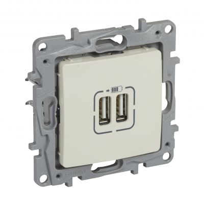 Niloe Podwójne Gniazdo Ładowania Usb 5V 2400 Ma Kremowe 764694 LEGRAND (764694)