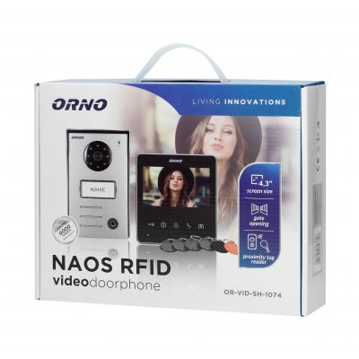 Zestaw wideodomofonowy 2-żyłowy bezsłuchawkowy, kolor, 4,3 cal LCD, z czytnikiem breloków zbliżeniowych ORNO (OR-VID-SH-1074)
